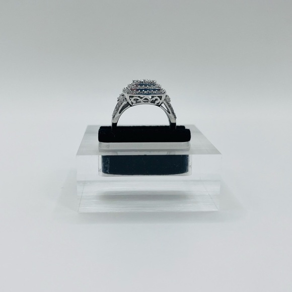 1.00 CT Cushion Cut Natural Diamond Sterling Silver Ring Size 7 - Picture 6 of 6